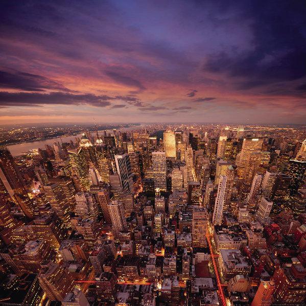 ニューヨーク ポスター ボード パネル フレーム 75x50cm 夜景 景色